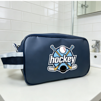 Sac de toilette de hockey sur glace personnalisé avec logo – Organisateur d'équipement étanche pour rubans, protège-dents et articles de toilette – Sac d'accessoires robuste pour équipe