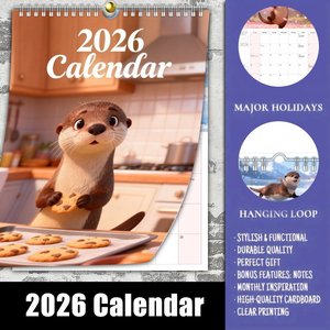 <span class=keywords><strong>Calendrier</strong></span> mural grand format personnalisé 2026-2027, reliure spirale perforée, papier d'art 300 g/m², <span class=keywords><strong>calendrier</strong></span> à grille extra large pour la planification - Product Image 1