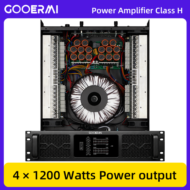 New Hot Sells 2U 4*1200W Professional Power Amplifier Class H Stereo High Power 4 Channel Pro Audio System Sound Amplifier