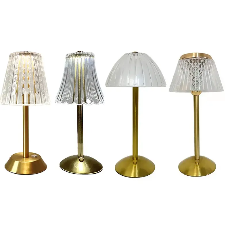 Vintage Retro Led Rechargeable Table lamps Gold Lampara De Mesa luxury Bedroom Dining Room Lamp Modern Crystal Lamp Touch
