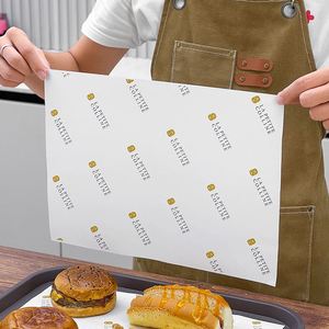 Papier d'emballage biodégradable écologique imprimé sur mesure, résistant à l'huile et à la graisse, jetable, en rouleau, pour hamburgers, gâteaux et snacks - Product Image 1