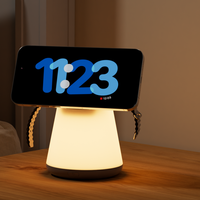 Mini chargeur puissant avec lumière LED nocturne, station de charge sans fil magnétique 4 en 1 pliable pour téléphone portable et montre intelligente
