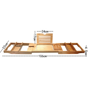 Bamboo European-style telescopic non-slip <b>bath</b> phone holder tray, <b>light</b> luxury bathtub storage rack, bathtub basin support - Product Image 4