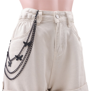 โซ่คาดเอวรูปผีเสื้อ สีเข้ม หลายชั้น โลหะผสมสังกะสี แฟชั่นฮาโลวีน โซ่ประดับร่างกาย สไตล์สตรีท Y2K - Product Image 2