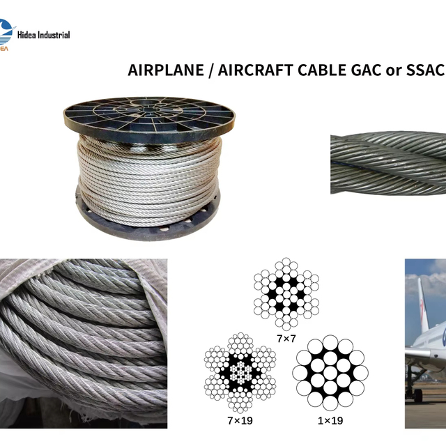 HIDEA Aircraft Wire Rope 7x7/7x19/1x19 Galvanized Steel Stainless Steel Carbon Steel Cable for Aviation Marine Industrial