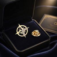 Broche unisexe pour revers de costume, étoile à six branches, en alliage plaqué strass, tendance, personnalisée, avec boucle antidérapante pour chemise de mariage