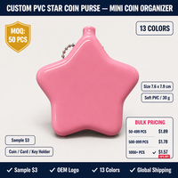 Porte-monnaie étoile en PVC personnalisé, best-seller, porte-clés, mini organisateur de pièces écologique, pendentif, accessoire portable pour usage quotidien