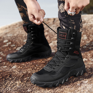 <span class=keywords><strong>Scarpe</strong></span> da <span class=keywords><strong>Trekking</strong></span> Alte con Suola in Gomma Resistente, Stivali Neri da <span class=keywords><strong>Uomo</strong></span> per Outdoor e Tattici, con Zip - Product Image 2