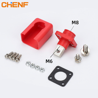 Bloc de bornes de batterie CHENF IP54 étanche 200A carré rouge noir en cuivre massif de haute qualité pour montage sur panneau