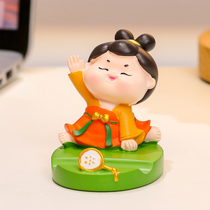 Support de téléphone en résine, figurine de dessin animé, décoration de bureau, cadeau pour la maison, le bureau, la chambre à coucher, style Dynastie Tang - Product Image 3