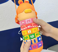 Bouteille d'eau créative en acier inoxydable 316 pour enfants, avec puzzle mathématique éducatif, sangle et paille