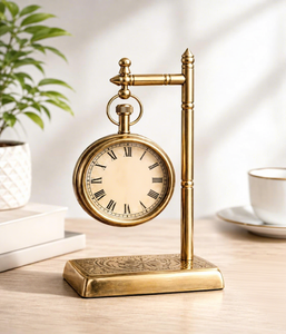 Vintage Brass Table <b>Clock</b> Antique Desk <b>Clock</b> with Classic <b>Roman</b> Dial Elegant Stand for Home Office Living Room Shelf Decor - Product Image 6