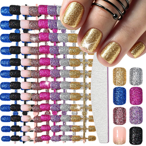 Kit di 192 Unghie Finte Quadrate Corte Scintillanti, Multicolore con Paillettes e Glitter, Unghie Finte Nude Sfumate Lucide Riutilizzabili - Product Image 2