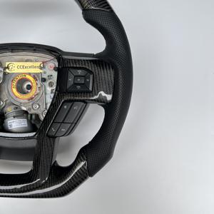 CCexcellent พวงมาลัยคาร์บอนไฟเบอร์ออกแบบเองได้สำหรับฟอร์ด F150ด้วยตะเข็บหนังสีขาวแบบมีรูพรุน - Product Image 3