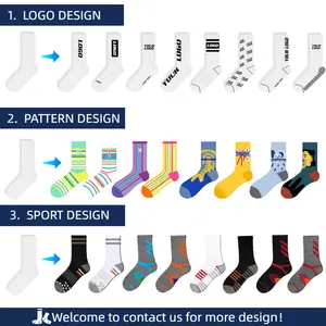 Low Moq High Quality Crew Socks Custom Design Logo Unisex Socks Calcetines White Custom Socks