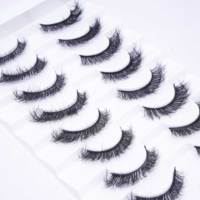 Faux cils en poils synthétiques effet œil de chat, 16 pièces (8 paires), vaporeux, évasés, volumineux, croisés, pour un look naturel et glamour, ensemble de cils faits main