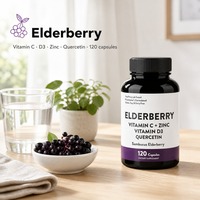 Capsules de soutien immunitaire 6-en-1 à base de vitamine C, vitamine D3, baies d'églantier et zinc |   Complément alimentaire pour adultes, 120 unités |   Noir naturel |   200g