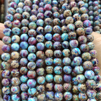 Perles en jaspe impérial bleu-violet teintées naturellement en gros, perles en jaspe aqua-terre pour la fabrication de bracelets 6mm 8mm