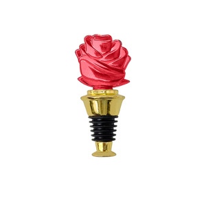 Red Rose Wine Stopper Gold Aluminum Alloy Bottle Seal For Wine Preservation - Product Image 1
