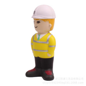 Figura de juguete de trabajador de espuma Puf con chaleco de seguridad y casco para decoración de escritorio - Product Image 3