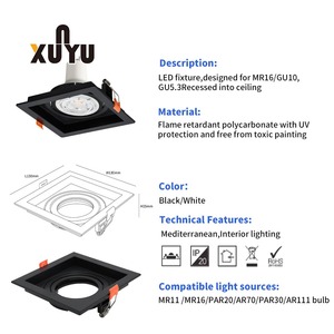 Hiện đại Quảng trường lõm Led Downlight trong nhà AR70 lịch thi đấu Downlight nhà ở Khung vòng trần ánh sáng tại chỗ nhà ở - Product Image 5