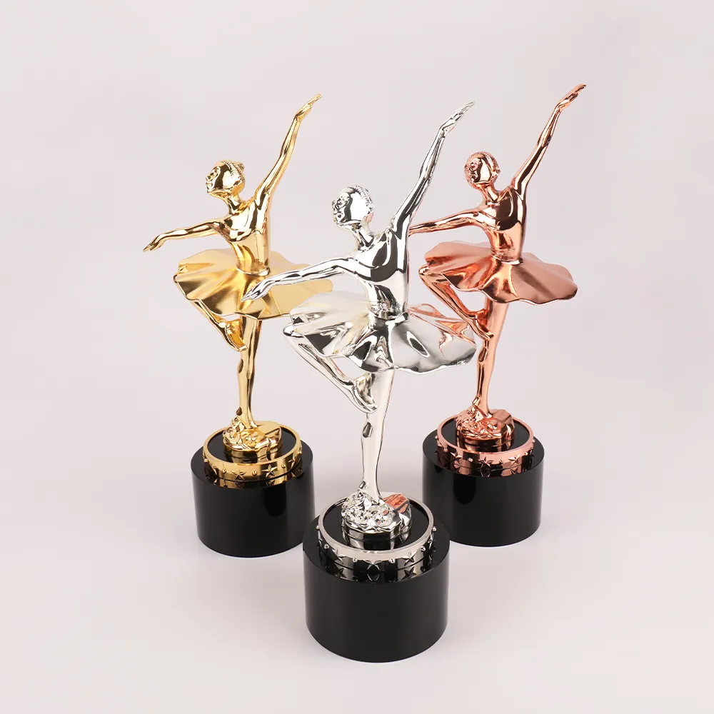 कस्टम डेस्कटॉप नृत्य मूर्तियों ट्रॉफी बैले नृत्य धातु क्रिस्टल ट्रॉफी पुरस्कार