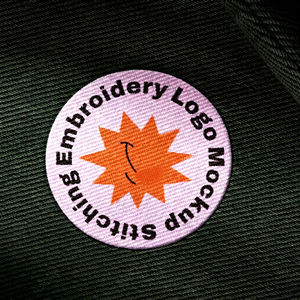 Patch brodé circulaire avec motif étoile orange, badge thermocollant en tissu pour vêtements, sacs, chaussures et textiles de maison - Product Image 1
