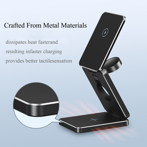 Chargeur sans fil magnétique pliable 3-en-1 15W, portable et réglable à 180° ° Compatible avec iPhone 15, 14, 13 - Product Image 2