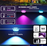 Luces LED RGB Inteligentes de 15M con Pixel Soft Light Permanentes, Resistentes al Agua IP67 para Exteriores, Control por Aplicación, Regulables, Decorativas para Aleros de Casa