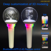 Tongkat Fluoresen Bluetooth+APP+2.4G Remote Control Jangkauan 500M 15 Warna LED Dapat Disesuaikan Secara Mendalam untuk Pesta Konser K-Pop