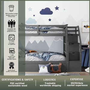 Meubles de haute qualité pour chambre d'enfant, armoire, <span class=keywords><strong>lit</strong></span> <span class=keywords><strong>superposé</strong></span> pour adulte, lits modernes en bois, <span class=keywords><strong>lit</strong></span> <span class=keywords><strong>superposé</strong></span> pour enfants avec échelle de rangement - Product Image 4