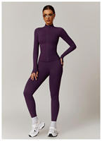 FH Venta al por Mayor, Conjunto Deportivo Personalizado sin Costuras, Top de Manga Larga, Chaqueta Deportiva, Ropa Deportiva para Gimnasio, Conjunto de Leggings para Mujer