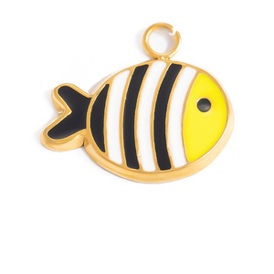 Dijes de Acero Inoxidable con Forma de Flor y Pez de Dibujos Animados para Hacer Joyería DIY, Colgantes Unisex - Product Image 5