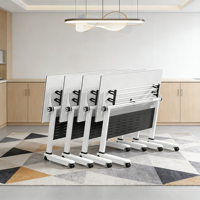 Table de formation commerciale avec roulettes, cadre métallique réglable en hauteur, bureau pour salle de classe, mobilier scolaire