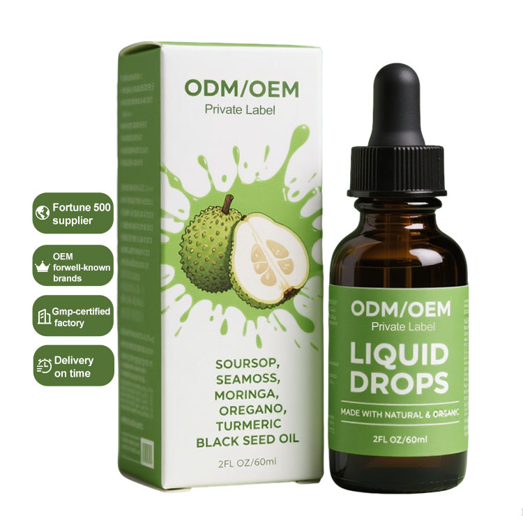 OEM Soursop Bitters Liquid Drops 10 In 1 With Sea Moss, Moringa, Black Seed Oil , Ashwagandha Herbal Drops For Wellness
