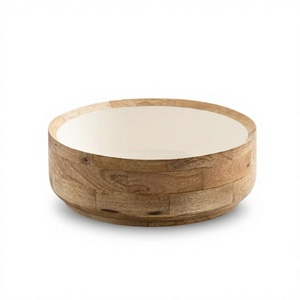 Tazón de Madera Hecho a Mano con Diseño de Mariscos Azules y Dos Cucharas de Madera para Servir Comida en Fiestas, Diseño Clásico - Product Image 3