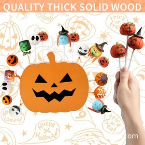 Wooden Lollipop Rack Pumpkin Shape Halloween Candy Holder Standing Display Reusable Party Decoration <b>Cake</b> <b>Decorating</b> <b>Supplies</b> - Product Image 4