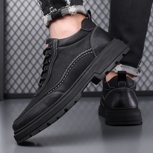 Botas Martin para Hombre, Estilo Casual de Primavera, con Cordones, Punta Redonda, de Cuero, Suela de Goma Antideslizante - Product Image 3