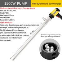Pompe à fût électrique portable basse pression Cavitt 1500W OEM avec tubes PPR, PVDF, PTFE 220V pour transfert de liquides chimiques