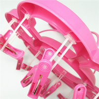 Cintres à 16 clips ronds en plastique, lot de 10 pièces, pinces coupe-vent, sous-vêtements, chevilles pliables