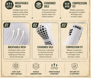 Custom Logo Grip Crew <b>Socks</b> for Football Men with Low MOQ and Free Samples - Product Image 5