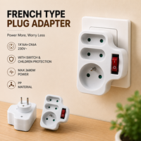 Adaptateur de prise de type français Selamp avec interrupteur 1X16A+2X6A 230V Max 3680W Protection des enfants Matériel PP Prise 3 voies IP20 NF