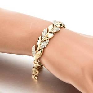 Bracciale a Catena con Zirconi a Forma di Foglia, Placcato in Oro Rosa, Regolabile, Impilabile, Gioielli alla Moda per Donna - Product Image 5