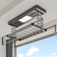 Séchoir à linge électrique mural intelligent avec télécommande, chauffage et lumière UV, pliable pour maison et balcon