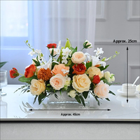 Centre de table de Thanksgiving en fleurs artificielles en soie faites à la main, décoration pour salle à manger d'hôtel, restaurant, banquet, réunion d'affaires, longue composition florale