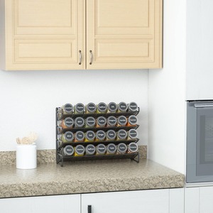 Multi Layer Spice <b>Rack</b> 4 Tier Black Metal <b>Kitchen</b> Countertop Storage Organizer For Jars And Bottles - Product Image 3