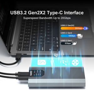 MAIWO K2023R Boîtier SSD en aluminium <span class=keywords><strong>2</strong></span> baies <span class=keywords><strong>RAID</strong></span> M.<span class=keywords><strong>2</strong></span> NVMe USB3.<span class=keywords><strong>2</strong></span> Gen <span class=keywords><strong>2</strong></span> 20 Gbps Boîtier SSD Type-C - Product Image 3