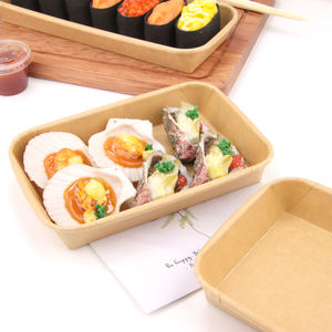 Boîte à sushi jetable écologique personnalisée en papier kraft couvercle de plateau de récipient alimentaire en gros nouilles logo personnalisé possible - Product Image 5