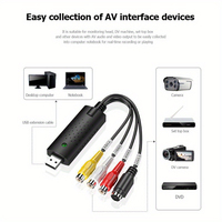Convertidor de Video USB 2.0 y Dispositivo de Captura de Audio, Caja VHS, Convertidor de VCR TV a Digital, Tarjeta de Captura de Video USB