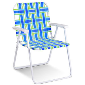 Chaise de plage pliable en aluminium durable avec sangles en tissu Oxford, mobilier d'extérieur de style côtier pour pique-nique, jardin, parc, pêche - Product Image 4